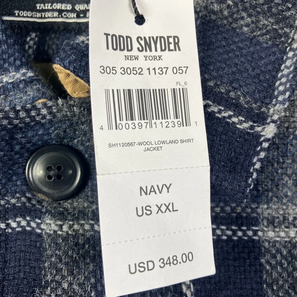 NEW Todd Snyder Wool Lowland Men's 2XL Work Shirt Jacket Shacket Navy Plaid $348